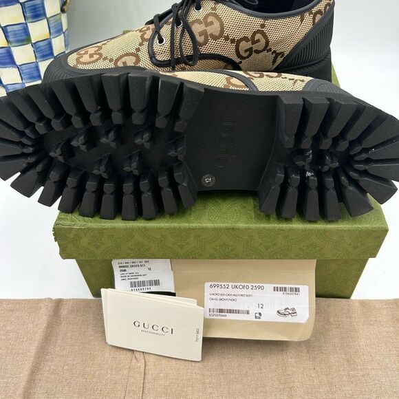Men’s Gucci, maxi GG Supreme canvas loafers size 12 made in Italy - Picture 6 of 11